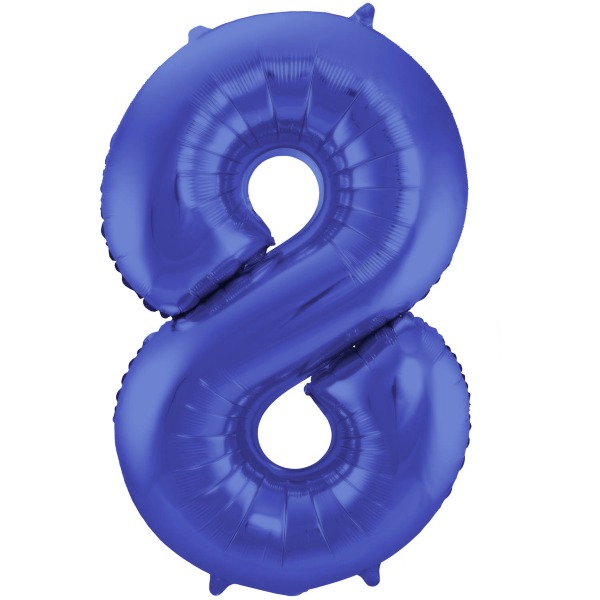 Blauwe Metallic Mat Folieballon Cijfer 8